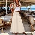 thumbnail image 3 of Wutalume Maxi Skirts for Women Flowy - High Waist Elastic Waist Solid Color Convertible Maxi Skirt Dress, 2-in-1 for Beach Vacation Summer Daily Wear,Khaki M, 3 of 9