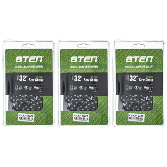 Semi Chisel Chainsaw Chain 32 inch .050 3/8 105 DL for Echo Husqvarna 3 Pack 810-CCC2442H