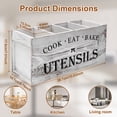 thumbnail image 5 of Extra Large Wooden Utensil Organizer with 4 Compartments, Farmhouse Spatula Holder for Kitchen Countertop, Sturdy Wood Crock,15.6" x 5.8" x 7",Gray, 5 of 9