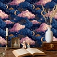 thumbnail image 2 of Dreamy Baroque Peel and Stick Wallpaper Celestial Night Sky Golden Moons Baroque Clouds Wall Mural 23.6in x 9.8ft Self Adhesive Removable Wall Paper Renter Friendly Wallpaper for Girls Kids Bedroom, 2 of 8
