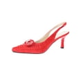 thumbnail image 2 of Women's Low Heel Closed Toe Slingback Pumps Bowknot Comfortable Dress Shoes-Red-10, 2 of 3