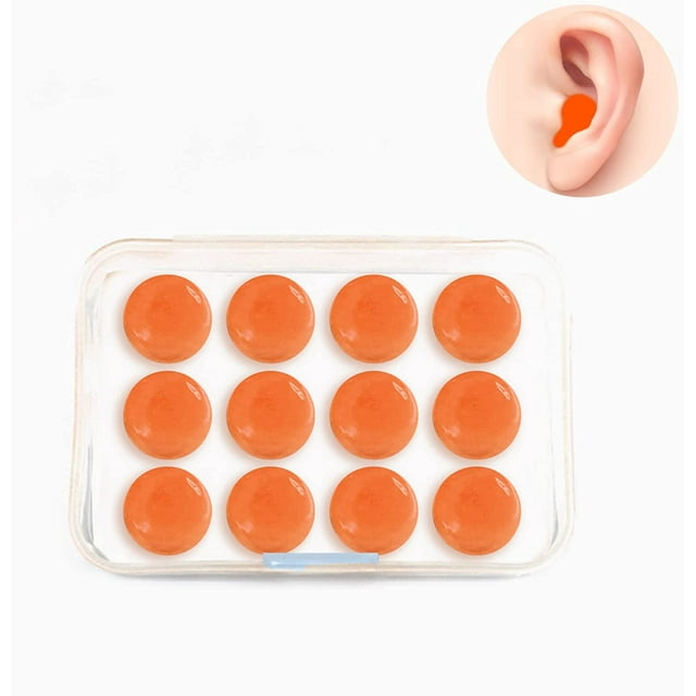 Tapones para los oídos (naranja), 6 pares de tapones para los oídos de silicona, tapones para los oídos reutilizables para dormir con cancelación de ruido dormir nadar roncar