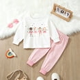 thumbnail image 2 of NIEWTR Baby and Toddler Matching Outfits Girls 2 Piece Set Long Sleeve Crewneck Top with Elastic Waist Pants Casual Sleeping Fall Winter Breathable for 0-6 Years(A-Pink,7 Years), 2 of 5
