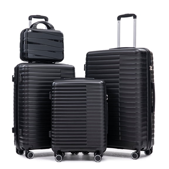 DECMAY 4-Piece PP Spinner Luggage Set | 20" 24" 28" Suitcases 14" Cosmetic Case | Lightweight Hardshell Carry-On Luggage