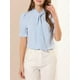 thumbnail image 5 of CAMISA DE MUJER CON NUDO EN EL CUELLO, BOTONES Y MANGAS ABULLONADAS, M AZUL, 5 of 7