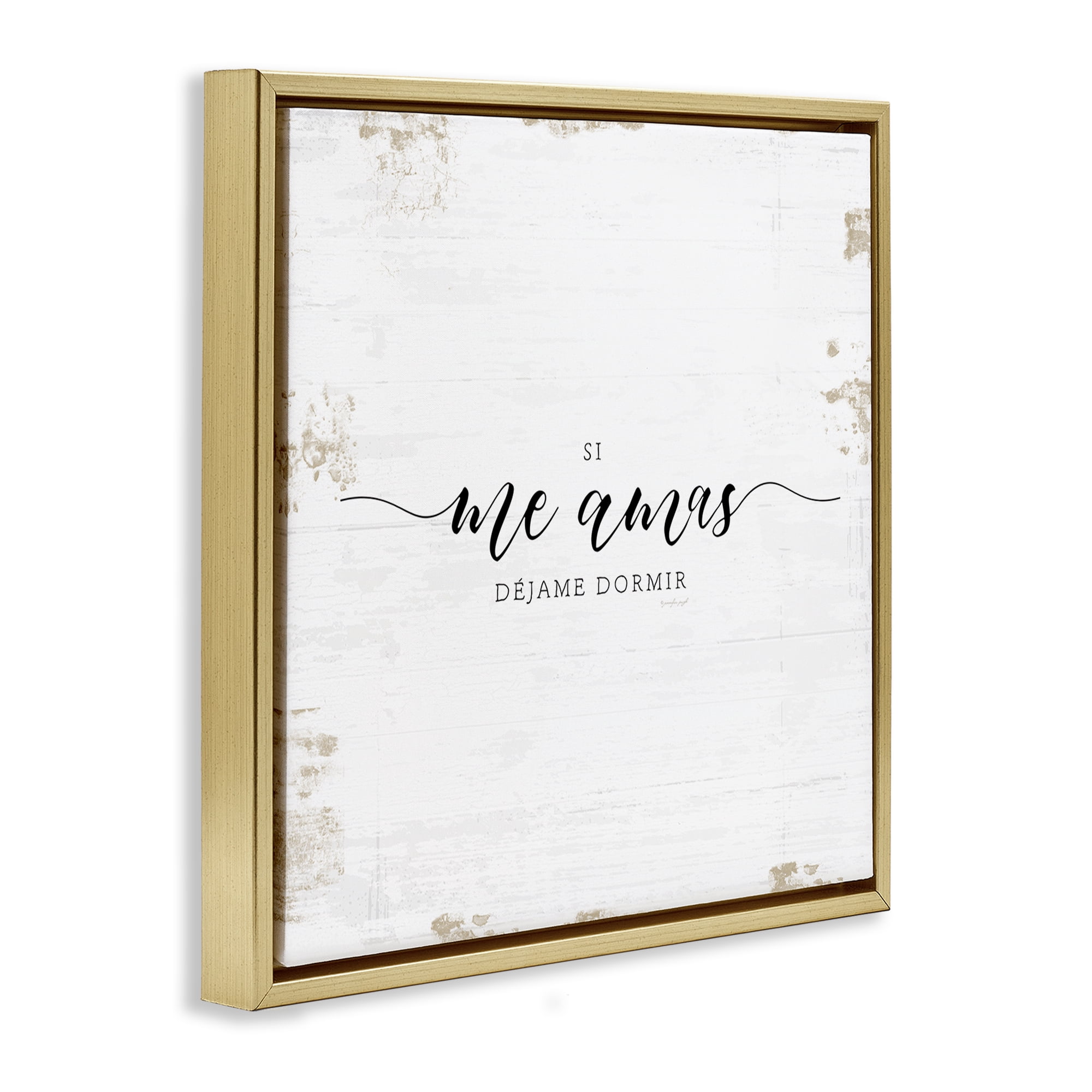Stupell Industries Si Me Amas Déjame Dormir Inspirational Quotes & Sayings Painting Gold Floater Framed Art Print Wall Art, 18 x 18