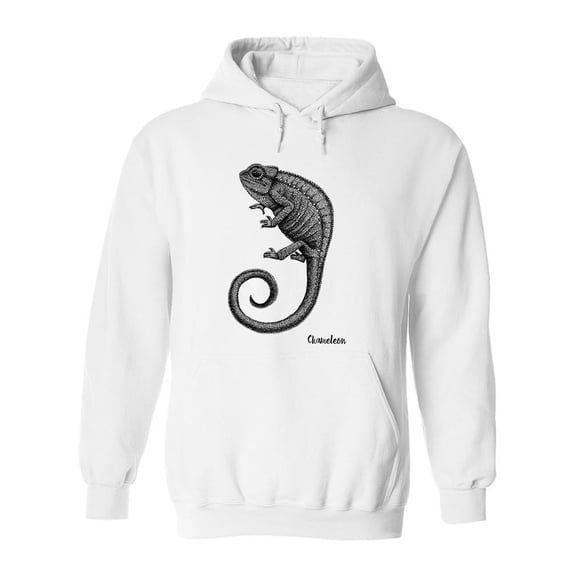 Beautiful Chameleon Sketch Hoodie Men -Image by Shutterstock, Male XX-Large