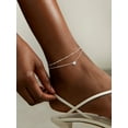 thumbnail image 2 of Suplight 925 Stelring Silver Birthstone Crystal Anklet Double Layered Chain Anklet Bracelets for Women, 2 of 9