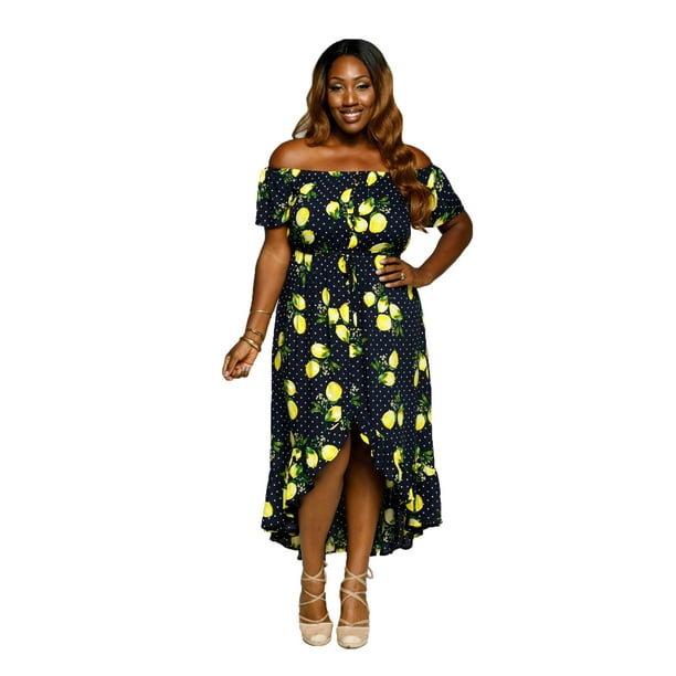 Xehar Plus Size Lemon Party Maxi Summer Dress - Walmart.com