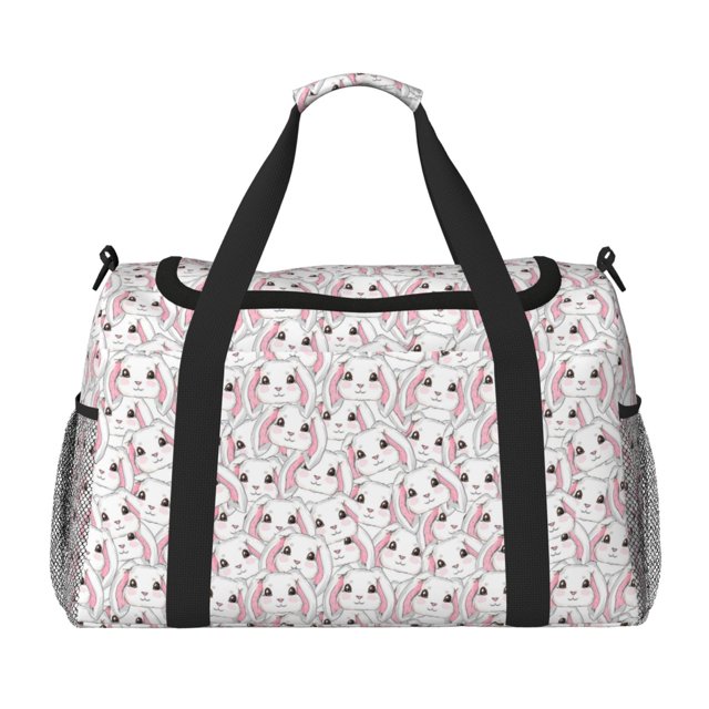 Easygdp Cute Rabbit Bolsa de Gimnasio, Bolsa de Viaje Duffel, Bolsa de Fin de Semana con Compartimentos, Bolsa de Mano para Noche