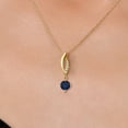 thumbnail image 3 of Gem Stone King 10K Yellow Gold Blue Sapphire and Lab Grown Diamond Pendant Necklace for Women | 0.63 Cttw | Gemstone September Birthstone | Round 5MM | With 18 inch Chain, 3 of 6