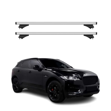 OMAC Cross Bars Roof Racks Aluminium for Jaguar F-Pace 2017-2025 Silver 2 Pcs Anti-Theft for Travel Kayak Canoe Surf Ski Snowboard Camping
