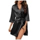 thumbnail image 1 of Bata de satén para dama de honor para mujer - Albornoz corto tipo kimono para bodas, cintura ajustable, tallas S-XL, 1 of 5