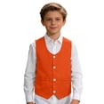 thumbnail image 6 of Kids Vest Boys Sleeveless Button Down Orange Vest Kids Uniform Shirts Kid Boys Formal Suit Vest Vest for Boys 9-10 Years, 6 of 6