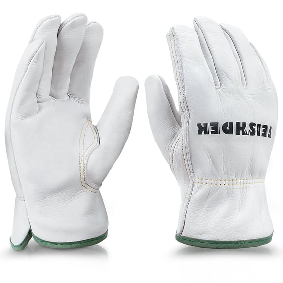 FEISHDEK Cowhide Leather Work Gloves for Men & Women, Durable for Heavy Duty Construction, Gardening, Ranch, Farm Gloves ( Medium)
