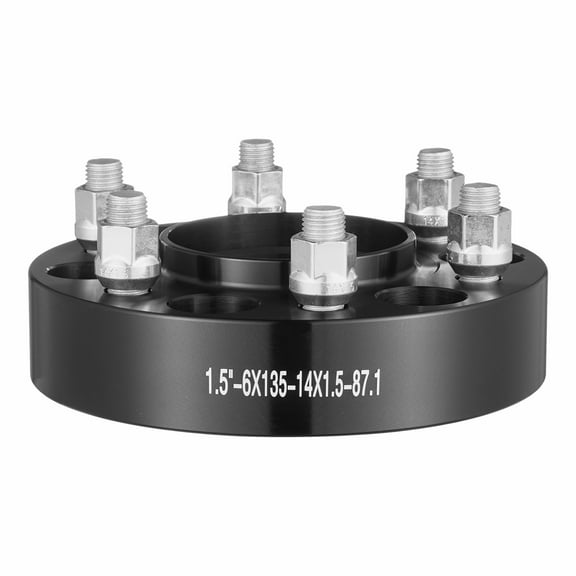 KFFKFF 1.5" Wheel Spacers, 6x5.3" Adapters, 6 Lug Forged Design, 87.1 mm Hub Bore, M14 x1.5 Studs, Compatible with Ford F150, Expedition, Lobo, Navigator, Set of 4, Black
