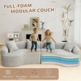 thumbnail image 5 of Timbernest Sectional Couch, 110" Curved Chenille Sleeper Sofa, 4 Seater Modular Sectional with 4 Pillows for Living Room, Gray, 5 of 10