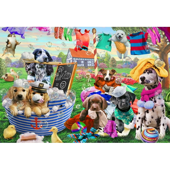 Vermont Christmas Company Laundry Day - 100 Piece Jigsaw Puzzle