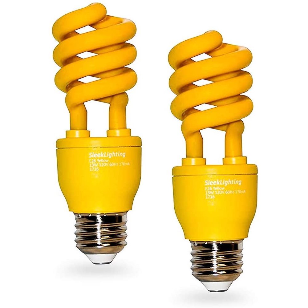 Sleeklighting 13 Watt Spiral CFL Yellow Fluorescent Light Bulb Medium Base ULListed (2 Pack