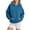 Blue, variant on Fgnfyis Women's Solid Basic Letter Loose Hoodie Long Sleeve with Pocket Drop Shoulder Pullover Top for Casual Comfortable Wear Blue M