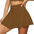 thumbnail image 1 of KOKOI Jupe Mini Plissée pour Femme avec Bande Extensible Décontractée Confortable Jupe Patineuse (Brun), 1 of 5