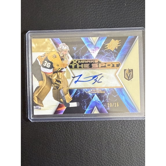 2023 Upper Deck SPx X Marks the Spot Logan Thompson #XM-LT Gold Auto /15 Short Print