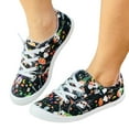 thumbnail image 3 of YLYL Halloween Sneakers for Women 2025 Fashion Pumpkin Skeleton Canvas Low Top Lace up Casual Walking Shoes, 3 of 8