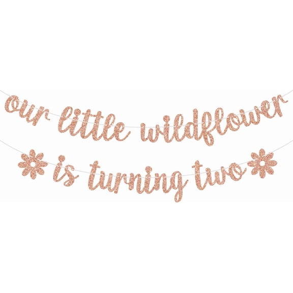 Our Little Wildflower is Turning Two Banner - Sweet & Happy 2nd Birthday Party Decorations Supplies for Girls, Wildflower Theme Banner for a Memorable Celebration