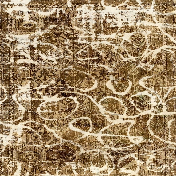 Ahgly Company Indoor Square Abstract Saddle Brown Abstract Area Rugs, 5' Square