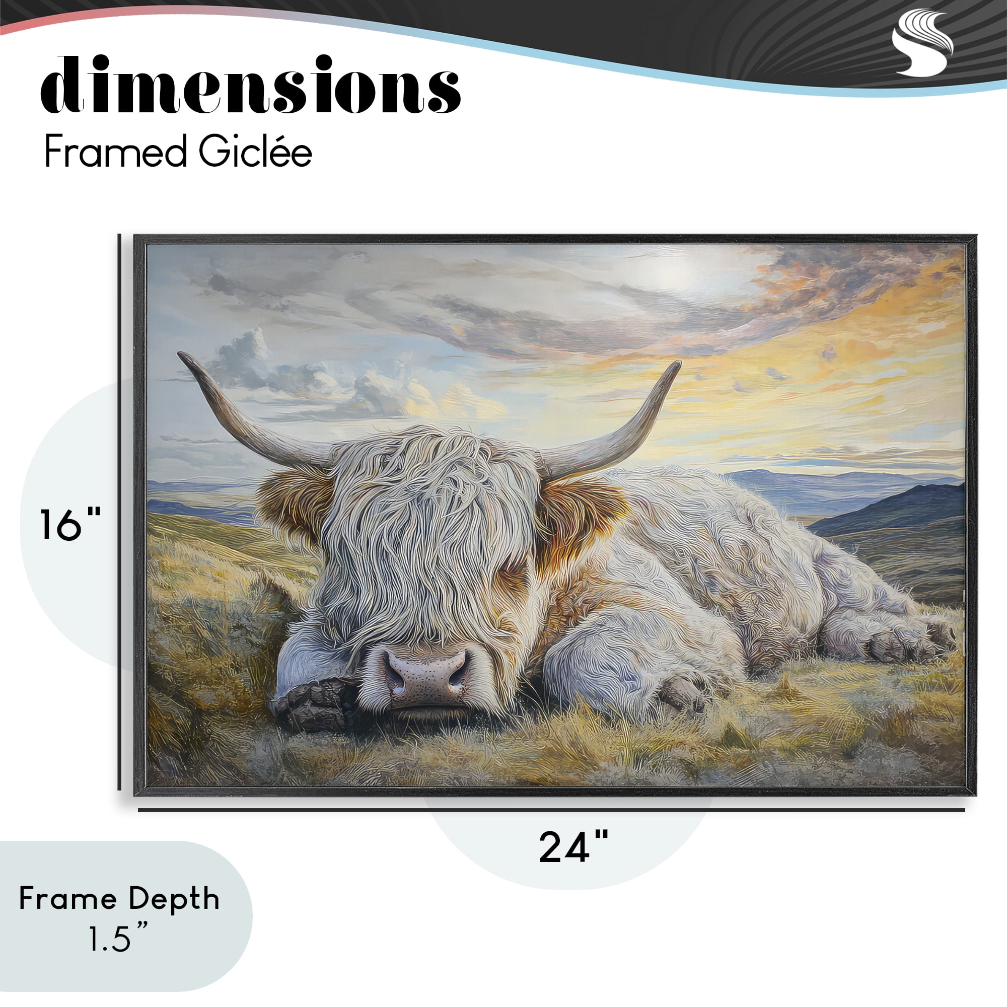 Stupell Industries Sleeping Highland Cow Pastoral Black Framed Giclee Art, design by The Wands Want