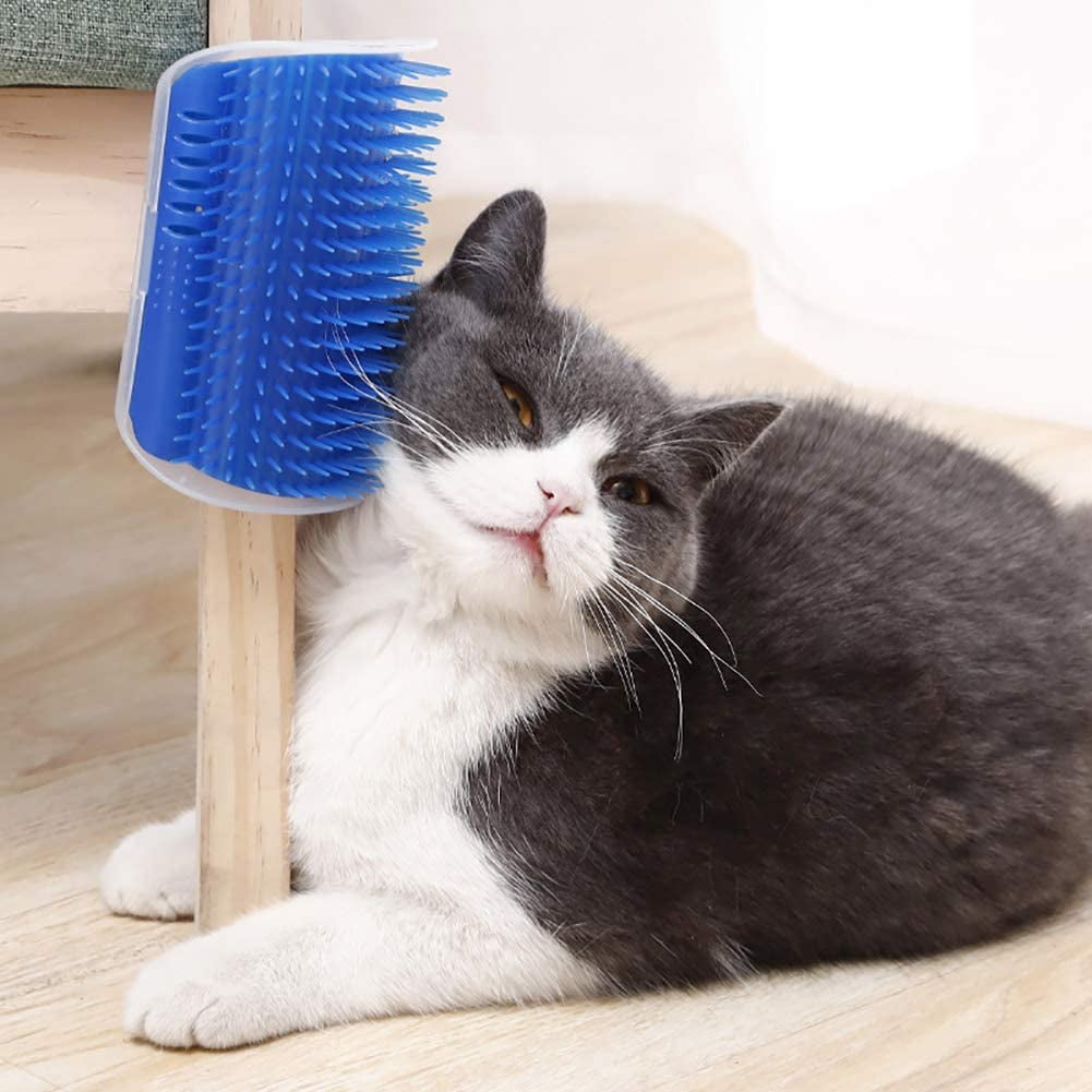 Hooggle 2 Pack Upgraded Version 3.0 Pets Brush Comb Cat Corner Massage Cat Self Groomer Wall Corner Massage Comb Hair for Pet Blue