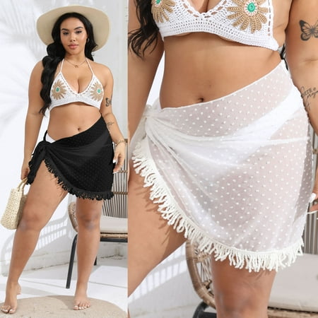 LELINTA Womens Short Cover Up Swimwear Chiffon Bikini Beachwear Tassel Cover-up Skirt