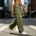 thumbnail image 4 of Levmjia Women Plus Size Cargo Pants Loose Straight Leg Casual Solid Color Comfortable Elastic Waist With Pockets For Home Daily Outdoor Workwear, 4 of 5