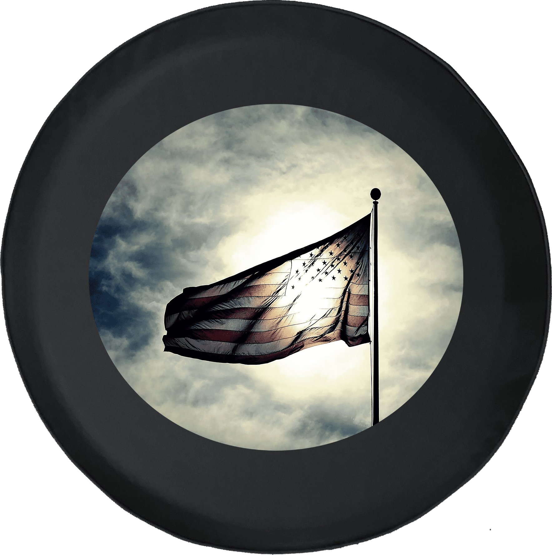 American Flag Waving in Sunlight Ofroad Adventure Spare Tire Cover fits