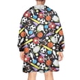 thumbnail image 2 of Baseball Football Pattern Wearable Oversized Blanket,Wearable Blanket Hoodie for Adults,Cozy Hooded Blankets with Super Pockets,Super Warm Fuzzy Pullover for Women & Men, 2 of 6
