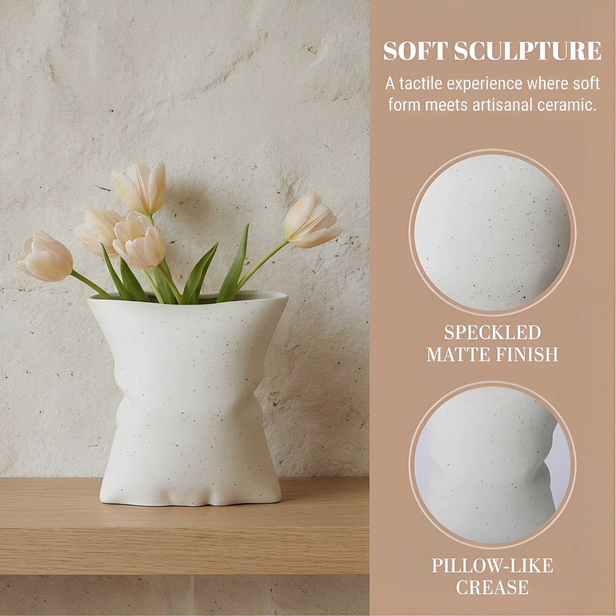 Unique Bargains Modern Ceramic Large Opening Flower Vase White 5.6"L x 4.2"W x 6.2"H
