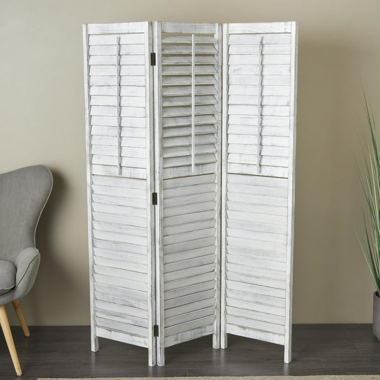 3 Panel Washed Grey Shutter Screen Room Divider 3 Panel Washed Grey Shutter Screen Room Divider