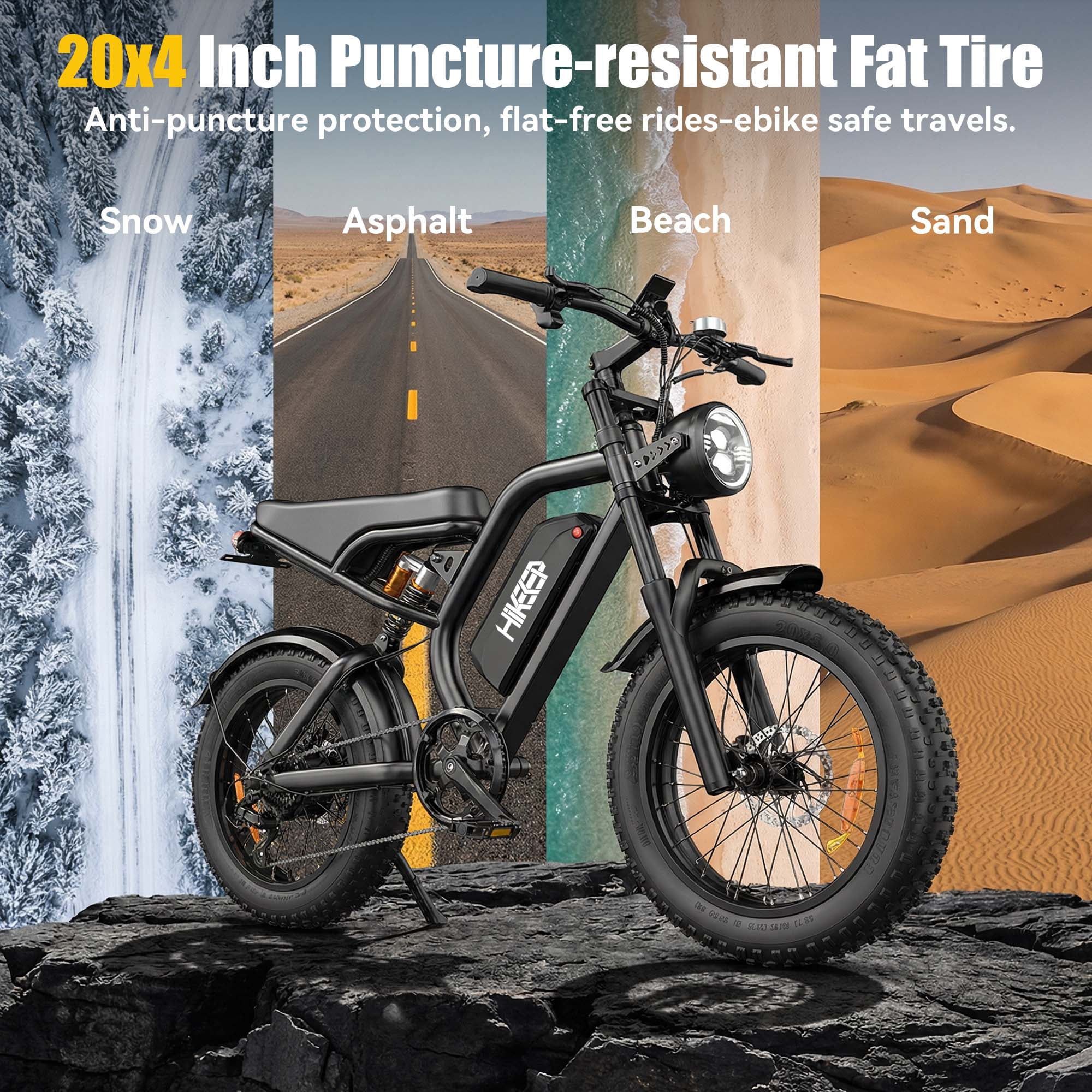 20" Fat Tire Electric Bike for Adults, 1500W Peak Adults Ebike, 48V 15Ah Battery Electric Mountain Bike UL2849