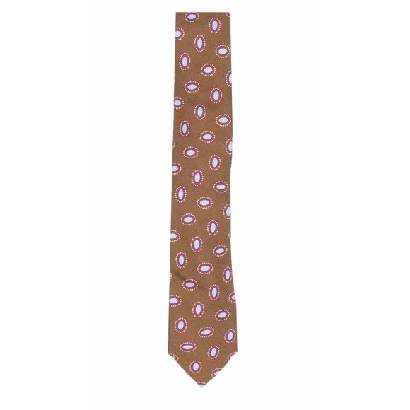 Altea Milano Men's Brown / Carolina Blue Raspberry White Silk and Wool Dotted Ovals Necktie - One Size