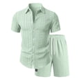 thumbnail image 2 of QSAWXQZ Men's Jacquard 2PC Button Down Set Lapel Short Sleeves Shirt Elastic Waist Shorts with Pockets Beach Outfit for Vacation M, 2 of 7