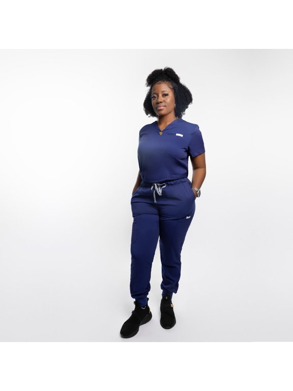 Dorothy 5 pocket joggers scrub set in Blue