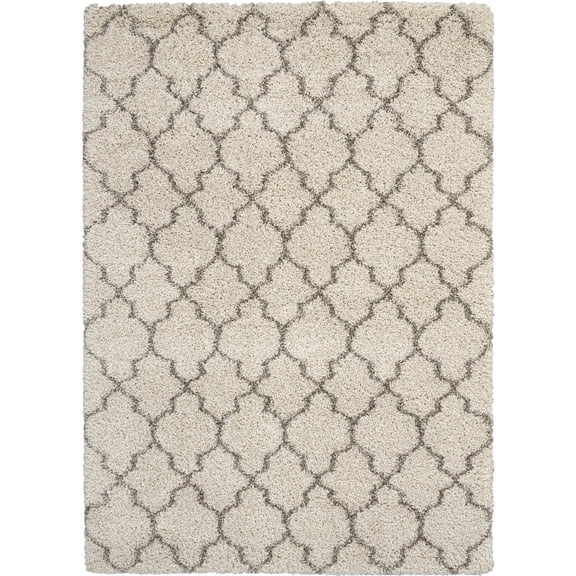 Nourison Amore Cream Shag Area Rug AMOR2 3'11" x 5'11"