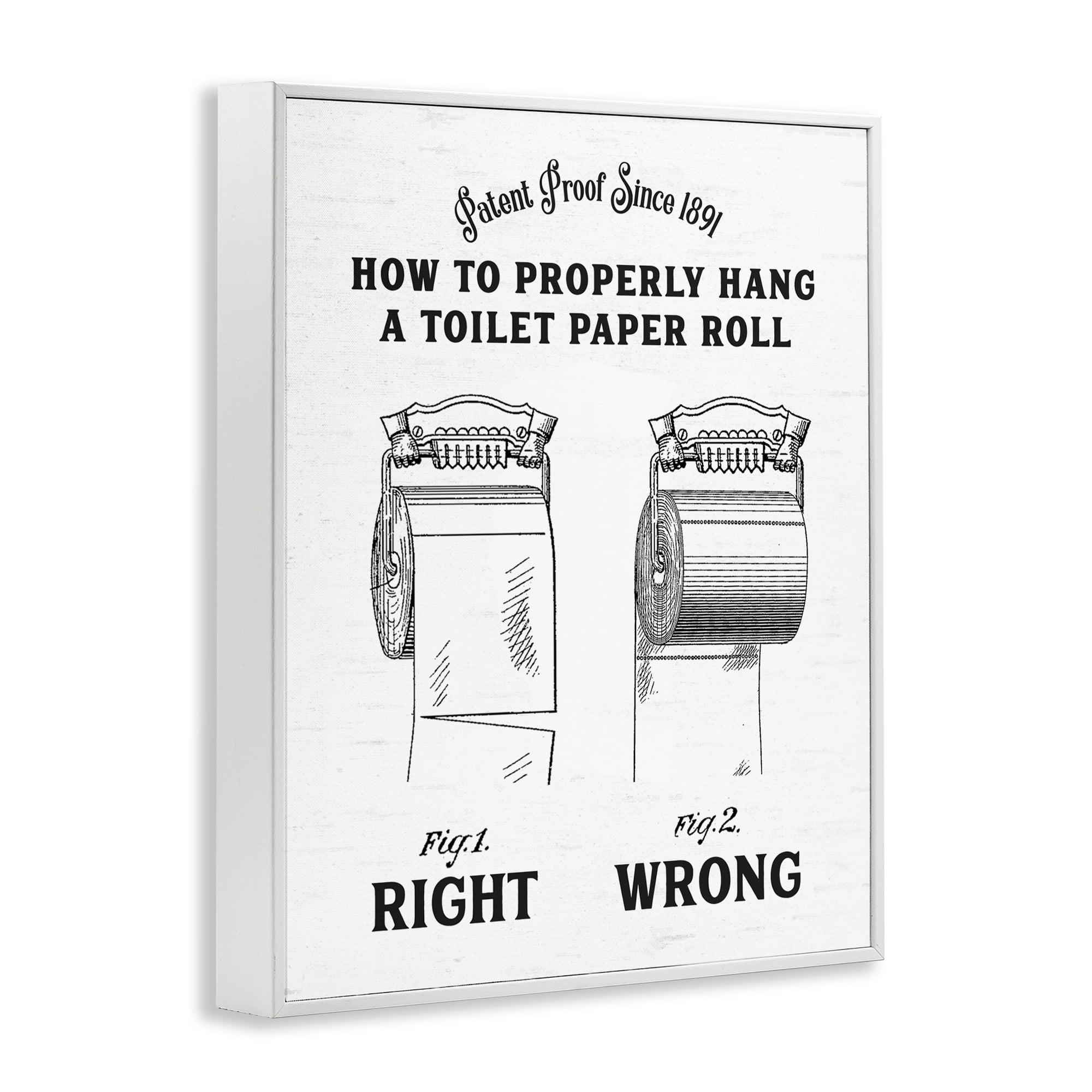 Right & Wrong Toilet Roll White Framed Giclee Art, design by Lettered and Lined