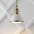 thumbnail image 3 of JONATHAN Y Homer 10" 1-Light Modern Industrial Iron LED Dome Pendant, White/Brass Gold, 3 of 10