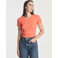 thumbnail image 2 of Real Essentials 4-Pack: Women's Short Sleeve Ribbed Knit Cotton Crew Neck Crop Top T-Shirt - (Available in Plus), 2 of 6