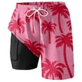 thumbnail image 5 of SGMVNU Mens Swim Trunks with Compression Liner Tropical Print Beach Board Shorts Drawstring Waist Swimwear with Pocket, 3-Pink, Size 4XL, 5 of 5