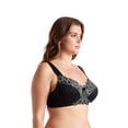 thumbnail image 4 of Curve Muse Plus Size Unlined Minimizer Wirefree Bras with Embroidery Lace-3Pack--BURGUNDY,BLACK,GREY-38C, 4 of 6