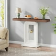 thumbnail image 2 of Modern Console Table with Geometric Base, 40 inch Narrow Sofa Entryway Table with Gold Decor, 2 of 5