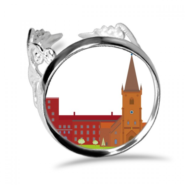 Danish Koling National Landmark Building Ring Adjustable Love Wedding Engagement