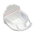 thumbnail image 3 of Bird Feeder Bowl Cage Accessory Semicircular Built-in Food Dish Seed Water Cup for Parakeet Lovebird Budgie Parrot Small Bird Blue, 3 of 6